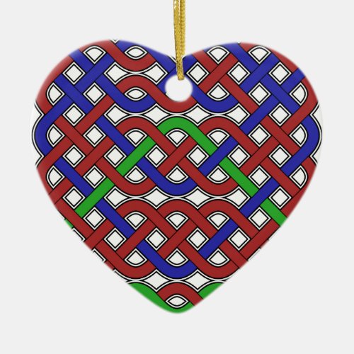 Blue Green and Red Celtic Knots Ceramic Ornament