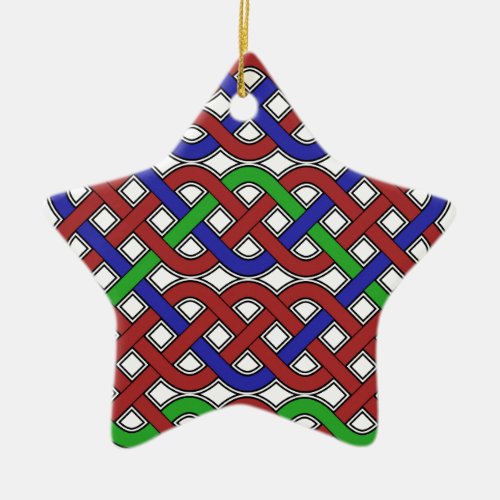 Blue Green and Red Celtic Knots Ceramic Ornament