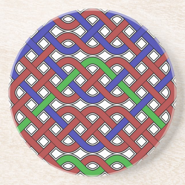Blue, Green and Red Celtic Knots Coaster (Front)