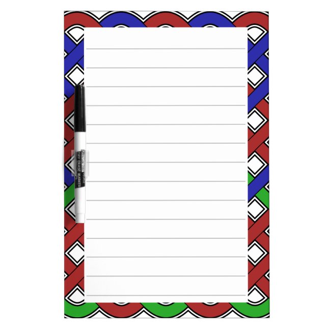 Blue, Green and Red Celtic Knots Lined Dry Erase Board (Front)