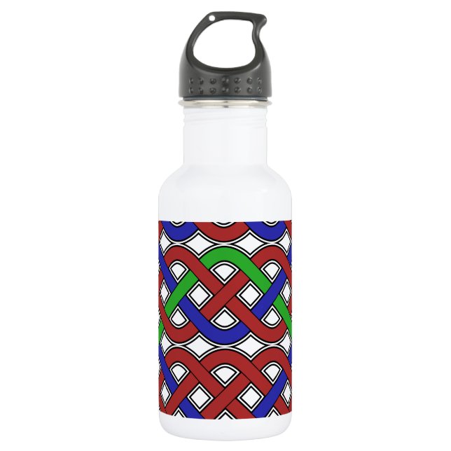 Blue, Green and Red Celtic Knots Water Bottle (Front)