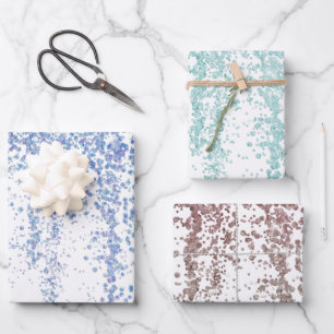 Blue Green and Red Sequin Sparkles Wrapping Paper