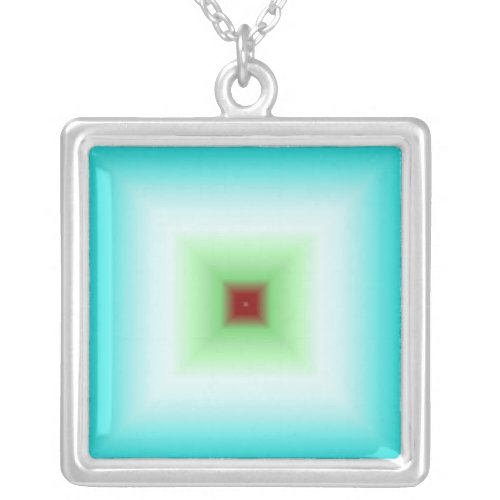 Blue Green And Red Square Necklace