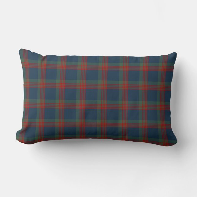 Blue, Green and Red Wilson Clan Scottish Plaid Lumbar Pillow (Front)