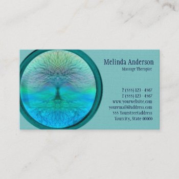 Blue  Green And Teal Tree Of Life Business Card by thetreeoflife at Zazzle