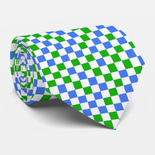Blue Green And White Checkered Pattern Neck Tie