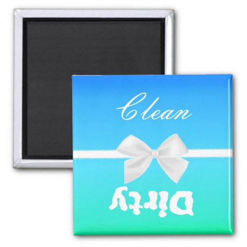 Blue Green and White Clean_Dirty Kitchen Magnet