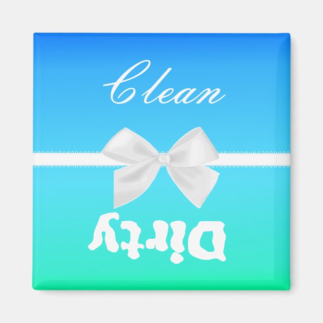 Blue, Green and White Clean-Dirty Kitchen Magnet (Front)