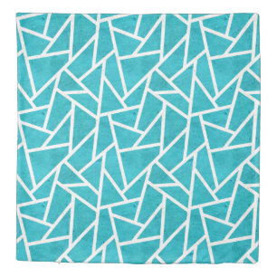 Blue-green and white mosaic pattern duvet cover