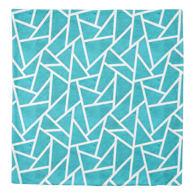 Blue-green and white mosaic pattern duvet cover (Back)