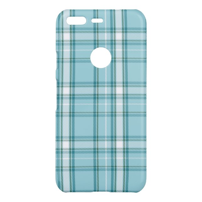 Blue Green and White Plaid Uncommon Google Pixel Case (Back)