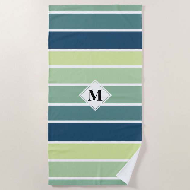 green and white striped beach towels