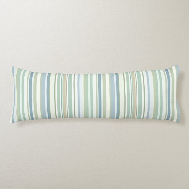 Blue Green and white stripes Body Pillow (Front)