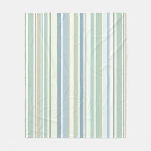 Blue Green and white stripes Fleece Blanket