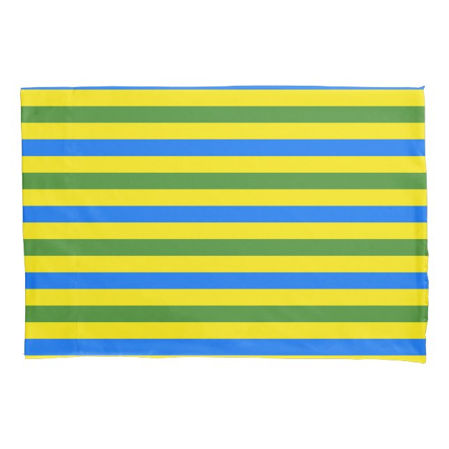 Blue Green and Yellow Stripes Design Pillow Case (Front)