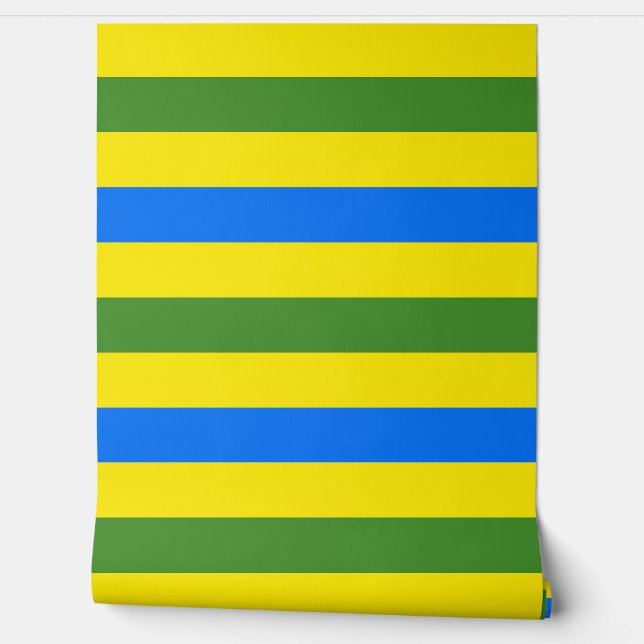 Blue Green and Yellow Stripes Design Wallpaper (Unrolling)