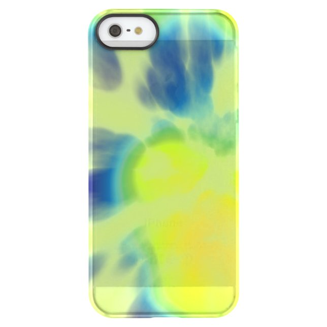 blue green and yellow tie dye iPhone Case (Back)