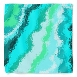 Blue Green Aqua Painterly Scumbled Look Bandana