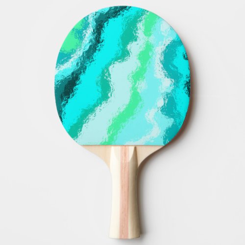 Blue Green Aqua Painterly Scumbled Look Ping Pong Paddle