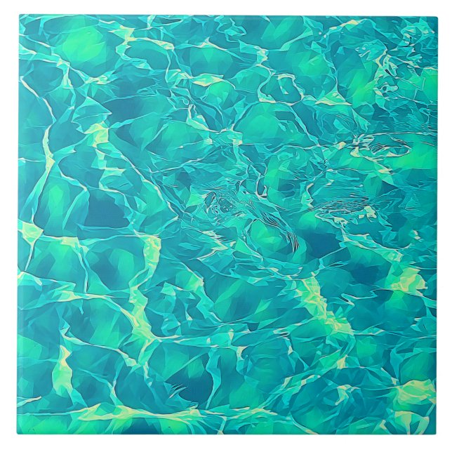 Blue Green Aqua Pattern  Ceramic Tile (Front)