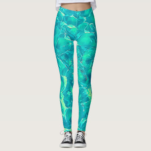 Blue Green Aqua Stylish Pattern   Leggings