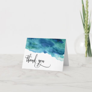 Blue Green Aqua Watercolor Wedding Thank You 1