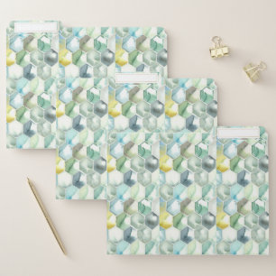 Blue & Green Aquarelle Honycomb Pattern File Folder
