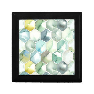 Blue & Green Aquarelle Honycomb Pattern Gift Box