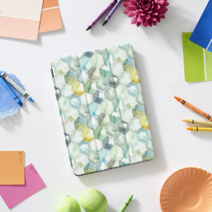 Blue & Green Aquarelle Honycomb Pattern iPad Pro Cover