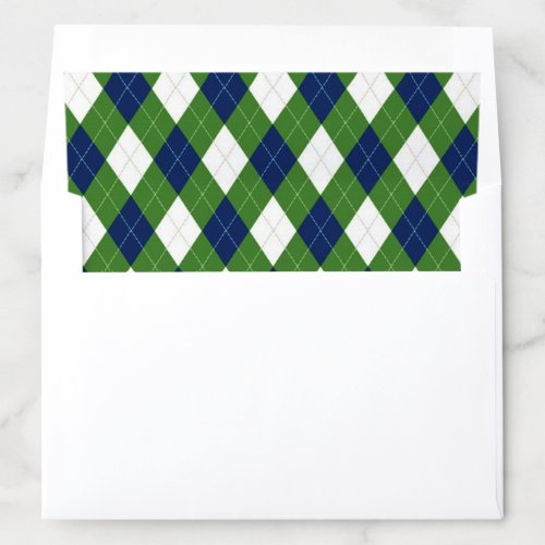 Blue  Green Argyle Diamond Pattern Envelope Liner