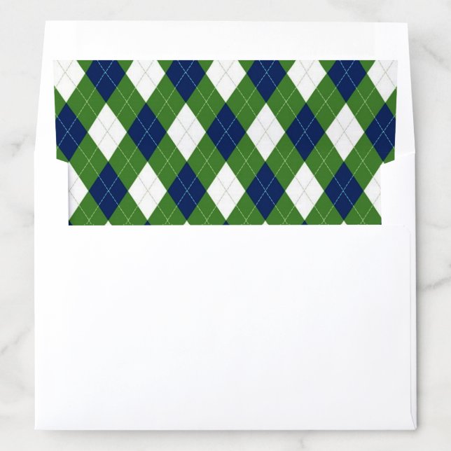 Blue & Green Argyle Diamond Pattern Envelope Liner (In Envelope)