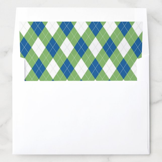 Blue & Green Argyle Diamond Pattern Envelope Liner (In Envelope)