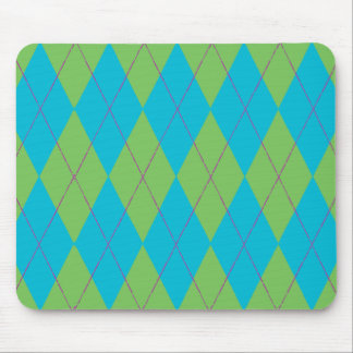 Blue & Green Argyle Mouse Pad