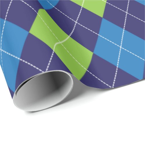 Blue Green Argyle Pattern Wrapping Paper