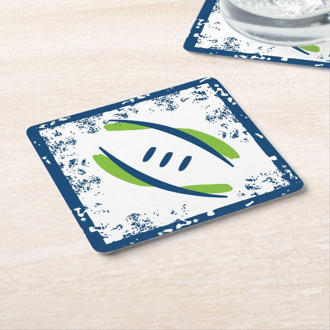 Blue & Green Artistic Scruff Football Coasters (Angled)