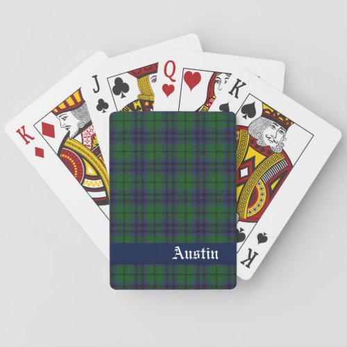 Blue  Green Austin Scottish Plaid Playing Cards