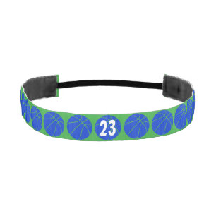 Blue Green Basketball Player Custom Jersey Number Athletic Headband