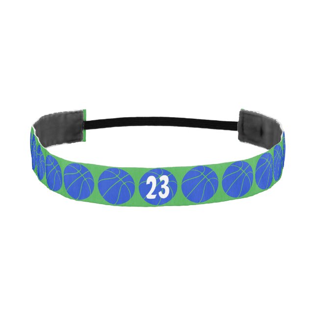 Blue Green Basketball Player Custom Jersey Number Athletic Headband (Front)