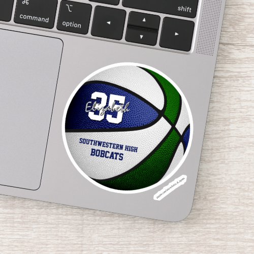 blue green basketball team colors personalized sticker