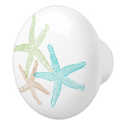 Blue Green Beach Seashell Starfish Design Ceramic Knob