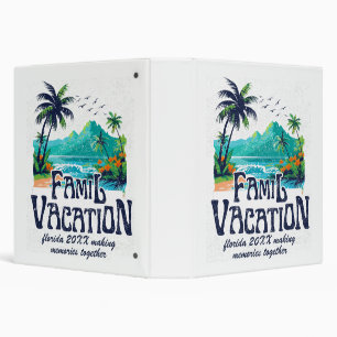 Blue & Green Beach Vacation Retro 3 Ring Binder