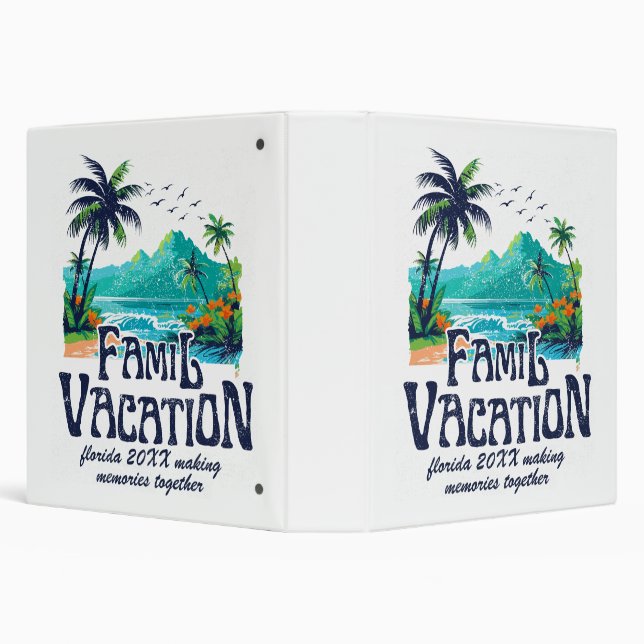 Blue & Green Beach Vacation Retro  3 Ring Binder (Background)