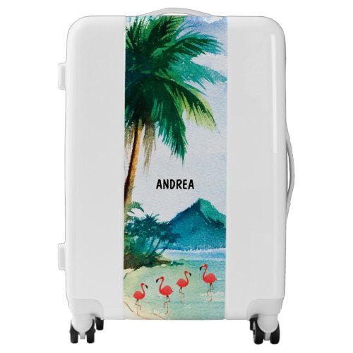 Blue Green Beach Watercolor Ocean Luggage Suitcase
