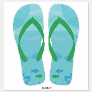 Blue Green  Beachy Flip Flops Beach Sandals Sticker
