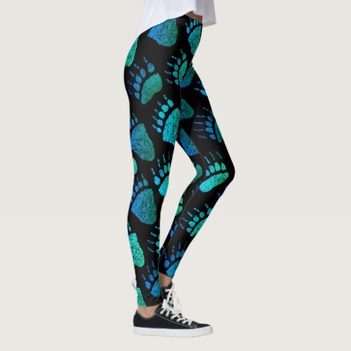 Blue Green Bear Tracks on Your Color _ Leggings