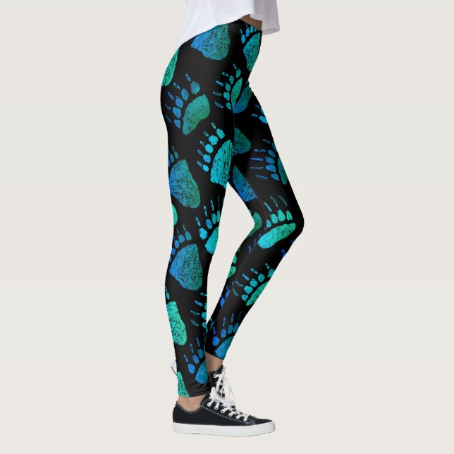 Blue Green Bear Tracks on Your Color - Leggings (Right)