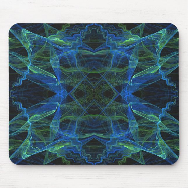 Blue, Green & Black Fractal Mousepad (Front)