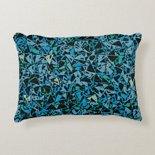 Blue Green Black Triangle Seamless Pattern Accent Pillow