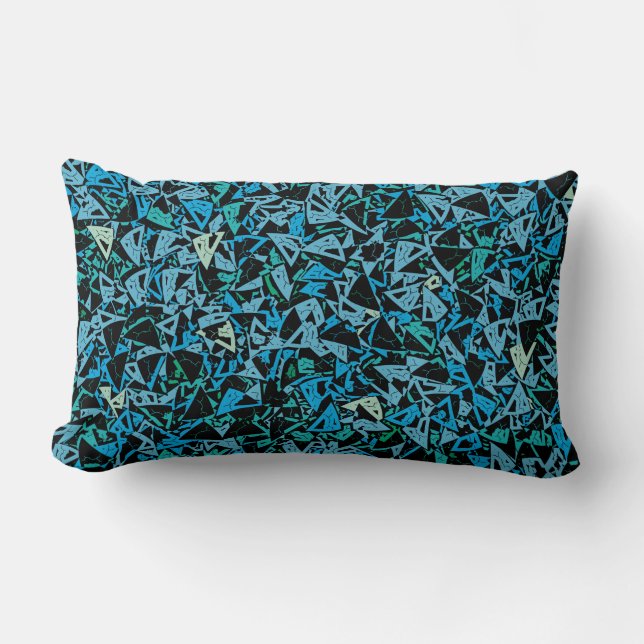 Blue Green Black Triangle Seamless Pattern Lumbar Pillow (Front)