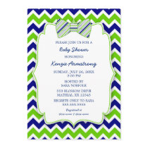 Blue Green Bow tie BOY baby shower invites